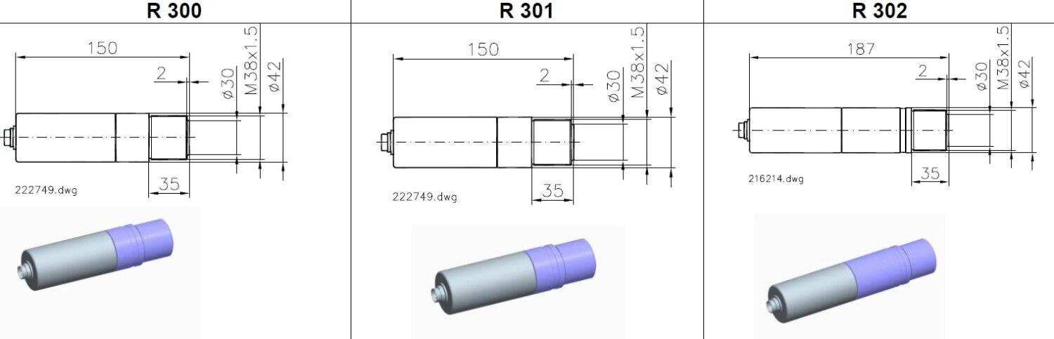 Rozměry Thermophil INFRAsmart R 300/301/302